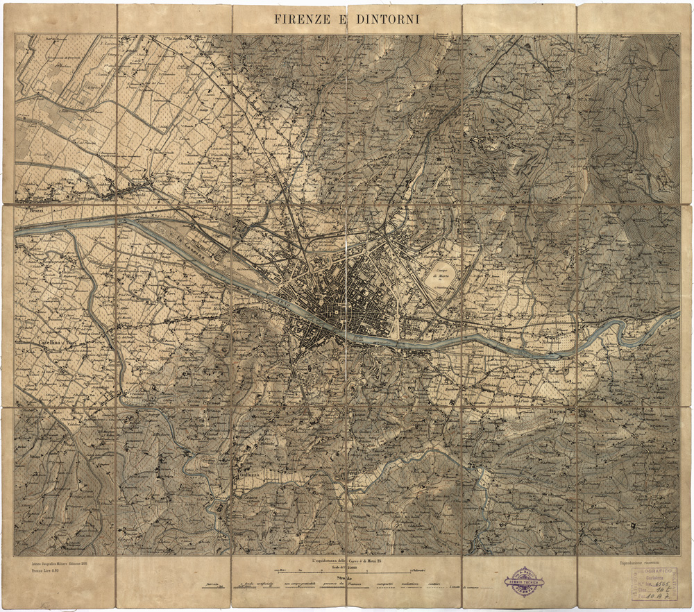 (N:9855) FIRENZE E DINTORNI (B0000704) Carte e stampe antiche: riproduzione a colori su carta (formato A1)