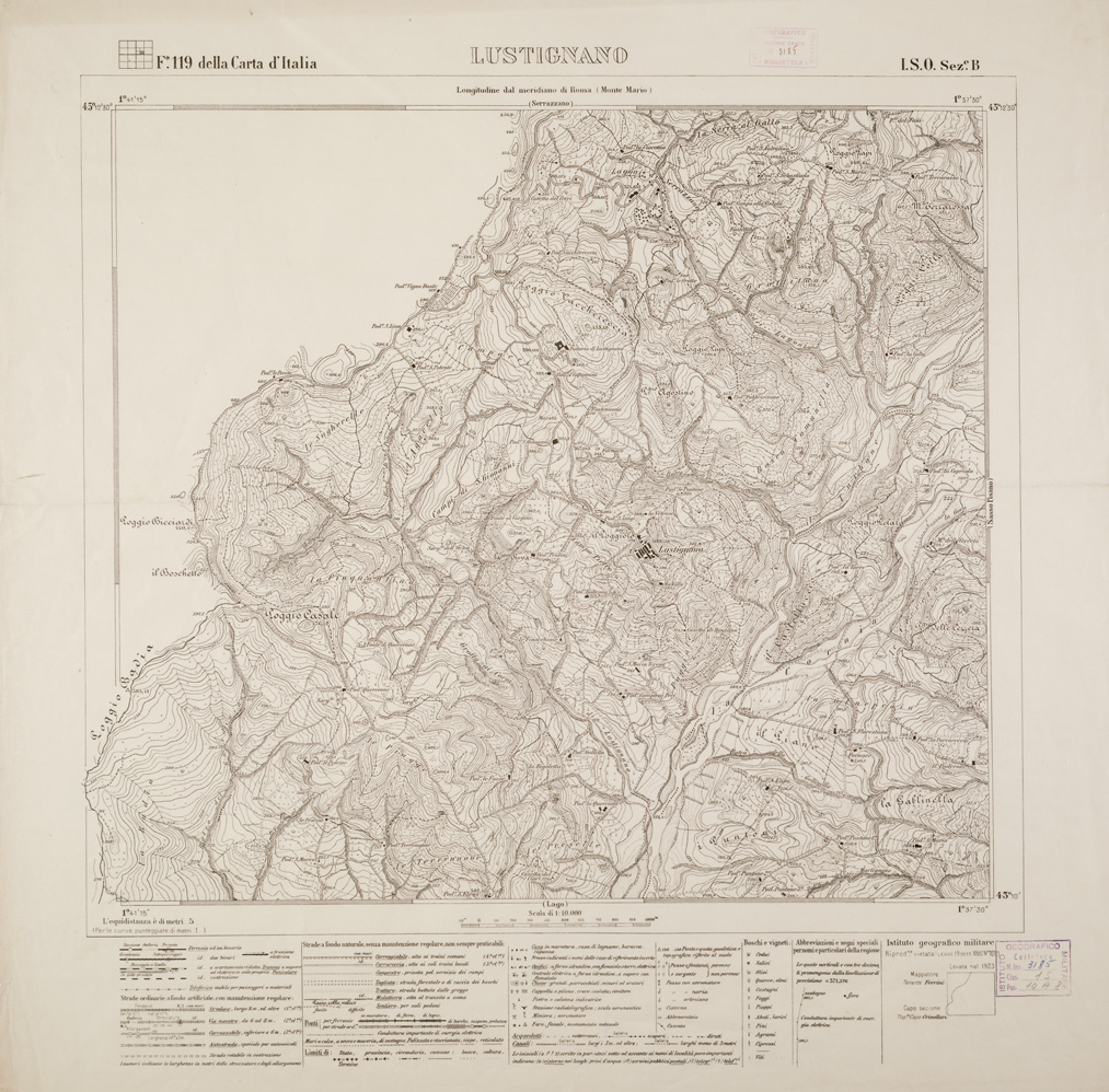 (N:5851) CARTA SPECIALE DEL BACINO BORACIFERO DI LARDERELLO - Foglio 119 DELLA CARTA D'ITALIA I.S.O. SEZ. B - Lustignano (B0000798) Carte e stampe antiche: riproduzione a colori su carta (formato A1)