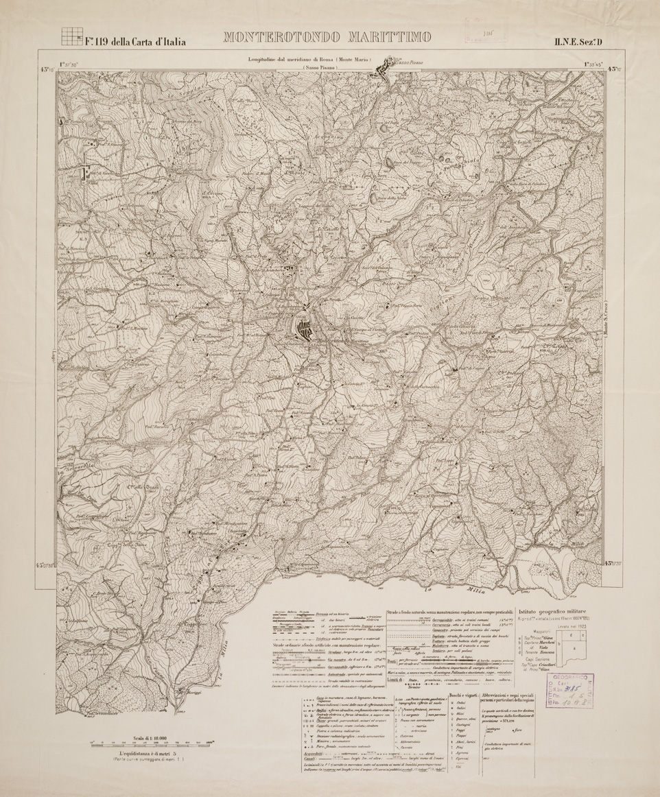 (N:5853) CARTA SPECIALE DEL BACINO BORACIFERO DI LARDERELLO - Foglio 119 DELLA CARTA D'ITALIA II.N.E. SEZ. D - Monterotondo Marittimo (B0000800) Carte e stampe antiche: riproduzione a colori su carta (formato A1)