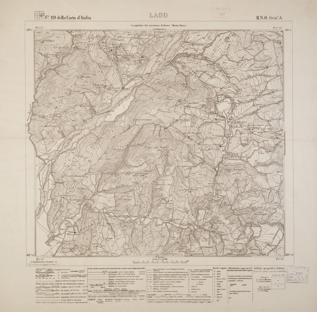 (N:5849) CARTA SPECIALE DEL BACINO BORACIFERO DI LARDERELLO - Foglio 119 DELLA CARTA D'ITALIA II.N.O. SEZ. A - Lago (B0000803) Carte e stampe antiche: riproduzione a colori su carta (formato A1)