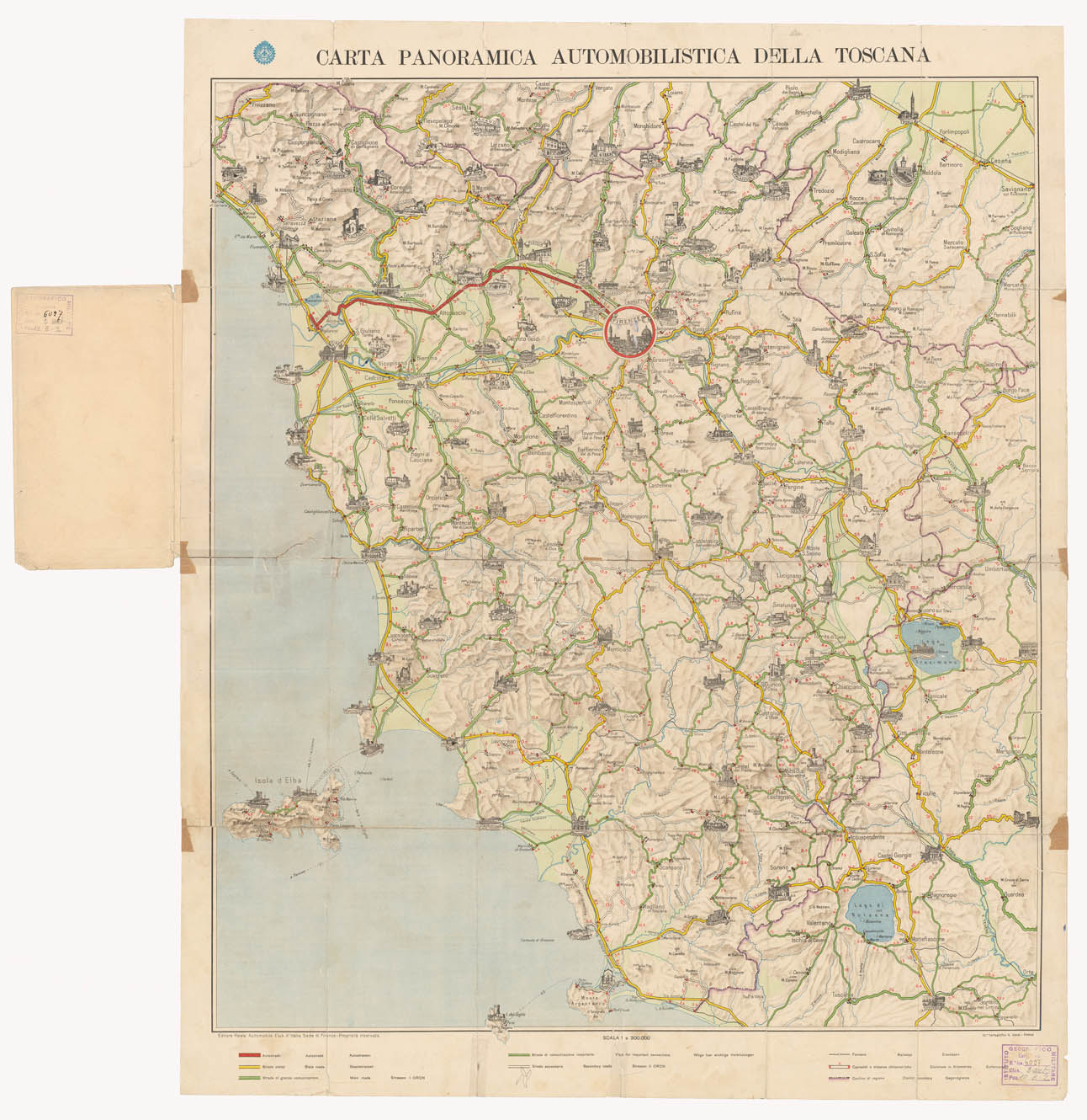 (N:781) CARTA AUTOMOBILISTICA DELLA TOSCANA (B0000840) Carte e stampe antiche: riproduzione a colori su carta (formato A1)