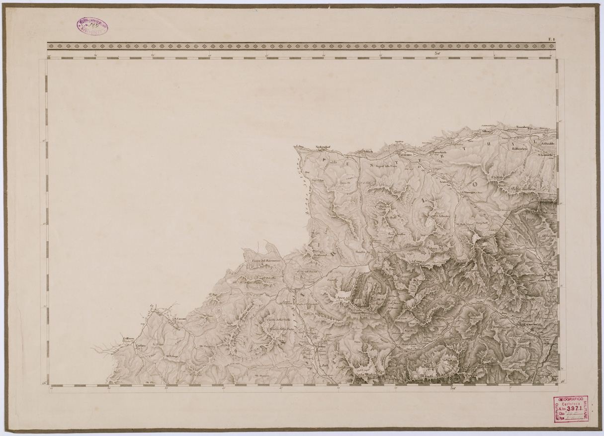 (N:6642) CARTA TOPOGRAFICA DEL REGNO LOMBARDO VENETO - Foglio F. 1 (B0000853) Carte e stampe antiche: riproduzione a colori su carta (formato A1)