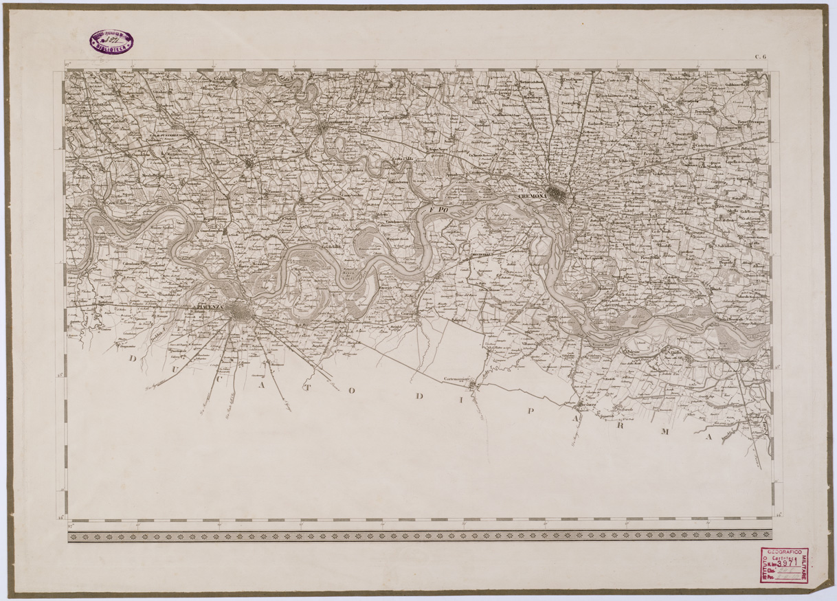 (N:6629) CARTA TOPOGRAFICA DEL REGNO LOMBARDO VENETO - Foglio C. 6 (B0000856) Carte e stampe antiche: riproduzione a colori su carta (formato A1)