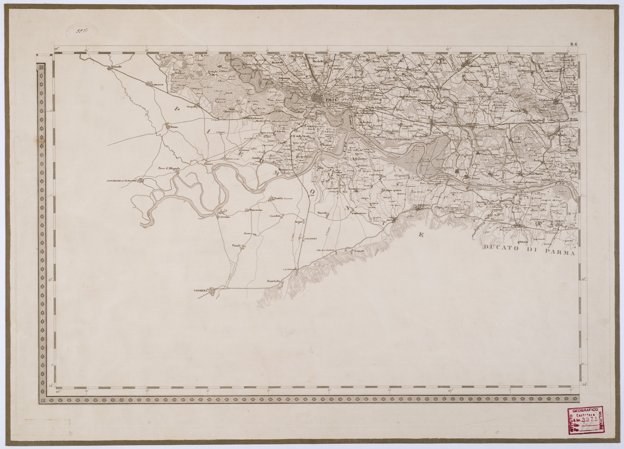 (N:6623) CARTA TOPOGRAFICA DEL REGNO LOMBARDO VENETO - Foglio B. 6 (B0000857) Carte e stampe antiche: riproduzione a colori su carta (formato A1)