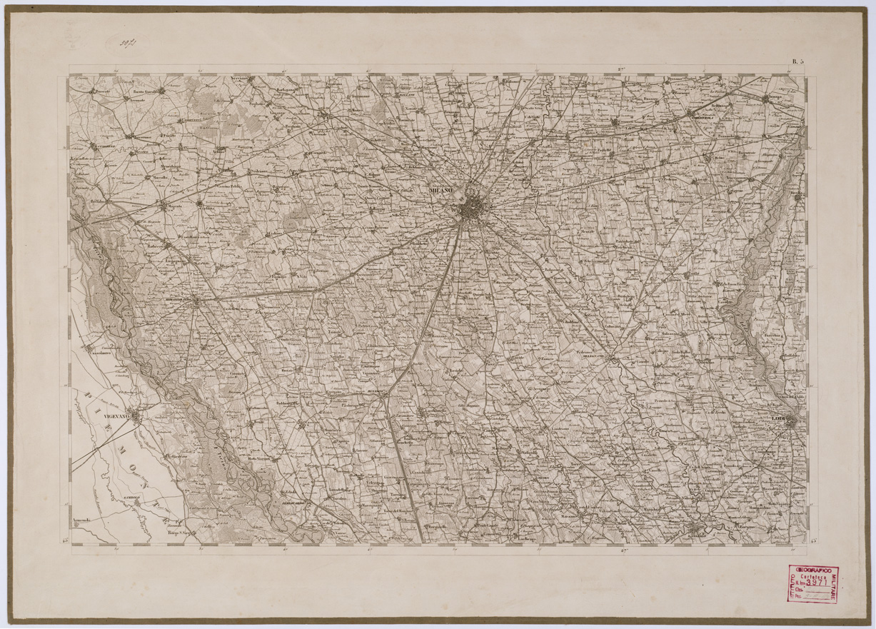 (N:6622) CARTA TOPOGRAFICA DEL REGNO LOMBARDO VENETO - Foglio B. 5 (B0000858) Carte e stampe antiche: riproduzione a colori su carta (formato A1)