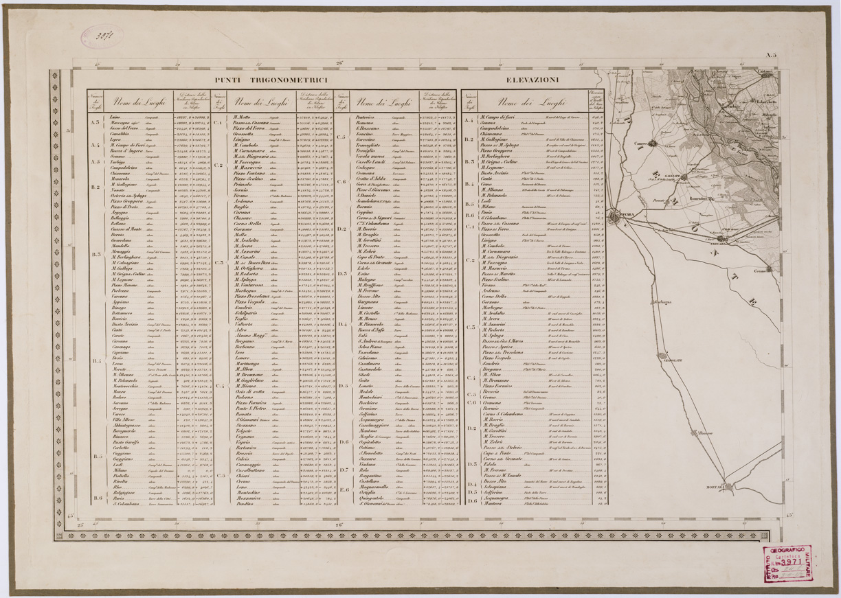 (N:6618) CARTA TOPOGRAFICA DEL REGNO LOMBARDO VENETO - Foglio A. 5 (B0000859) Carte e stampe antiche: riproduzione a colori su carta (formato A1)