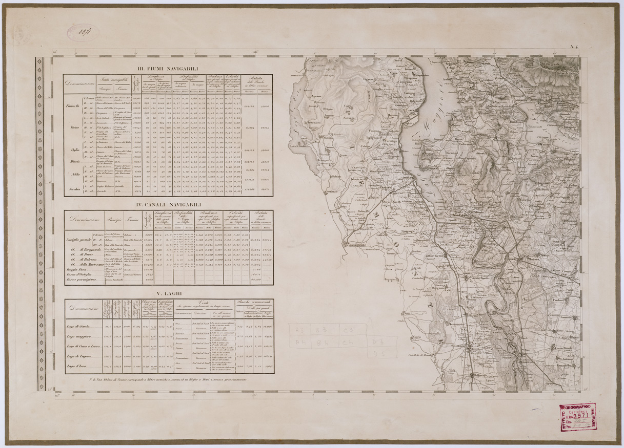 (N:6617) CARTA TOPOGRAFICA DEL REGNO LOMBARDO VENETO - Foglio A. 4 (B0000860) Carte e stampe antiche: riproduzione a colori su carta (formato A1)