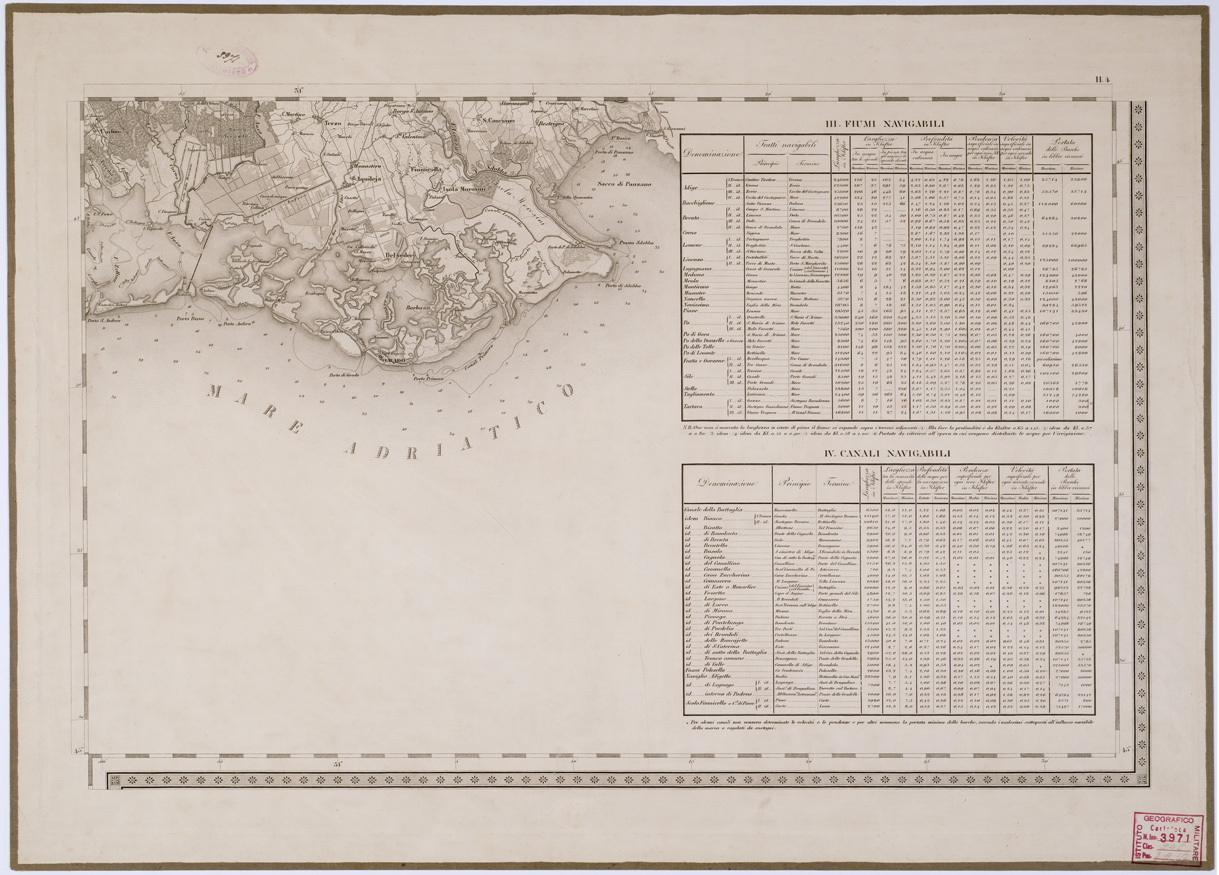 (N:6656) CARTA TOPOGRAFICA DEL REGNO LOMBARDO VENETO - Foglio H. 4 (B0000868) Carte e stampe antiche: riproduzione a colori su carta (formato A1)