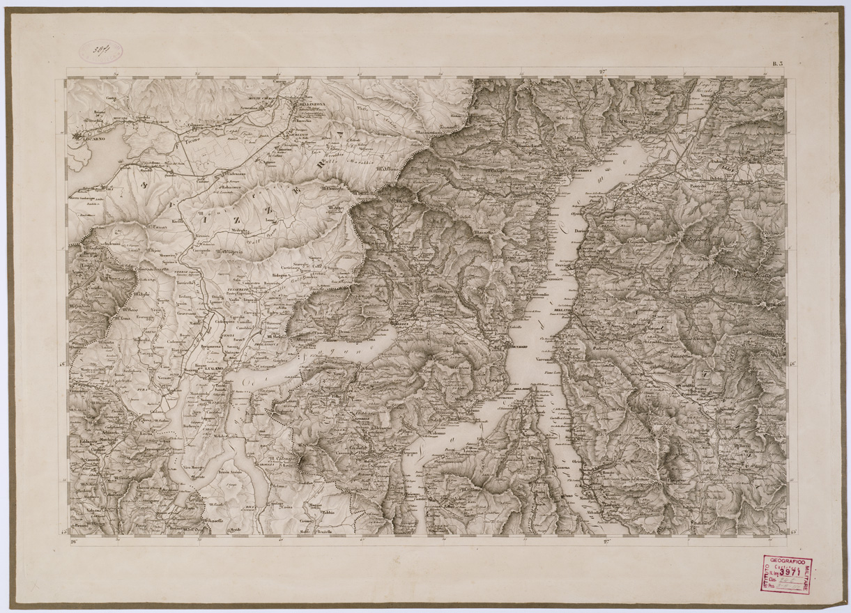 (N:6620) CARTA TOPOGRAFICA DEL REGNO LOMBARDO VENETO - Foglio B. 3 (B0000870) Carte e stampe antiche: riproduzione a colori su carta (formato A1)