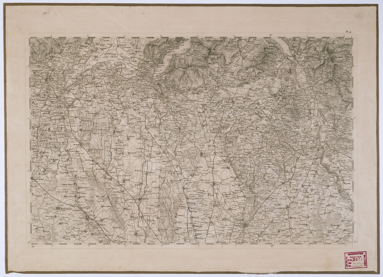 (N:6621) CARTA TOPOGRAFICA DEL REGNO LOMBARDO VENETO - Foglio B. 4 (B0000871) Carte e stampe antiche: riproduzione a colori su carta (formato A1)