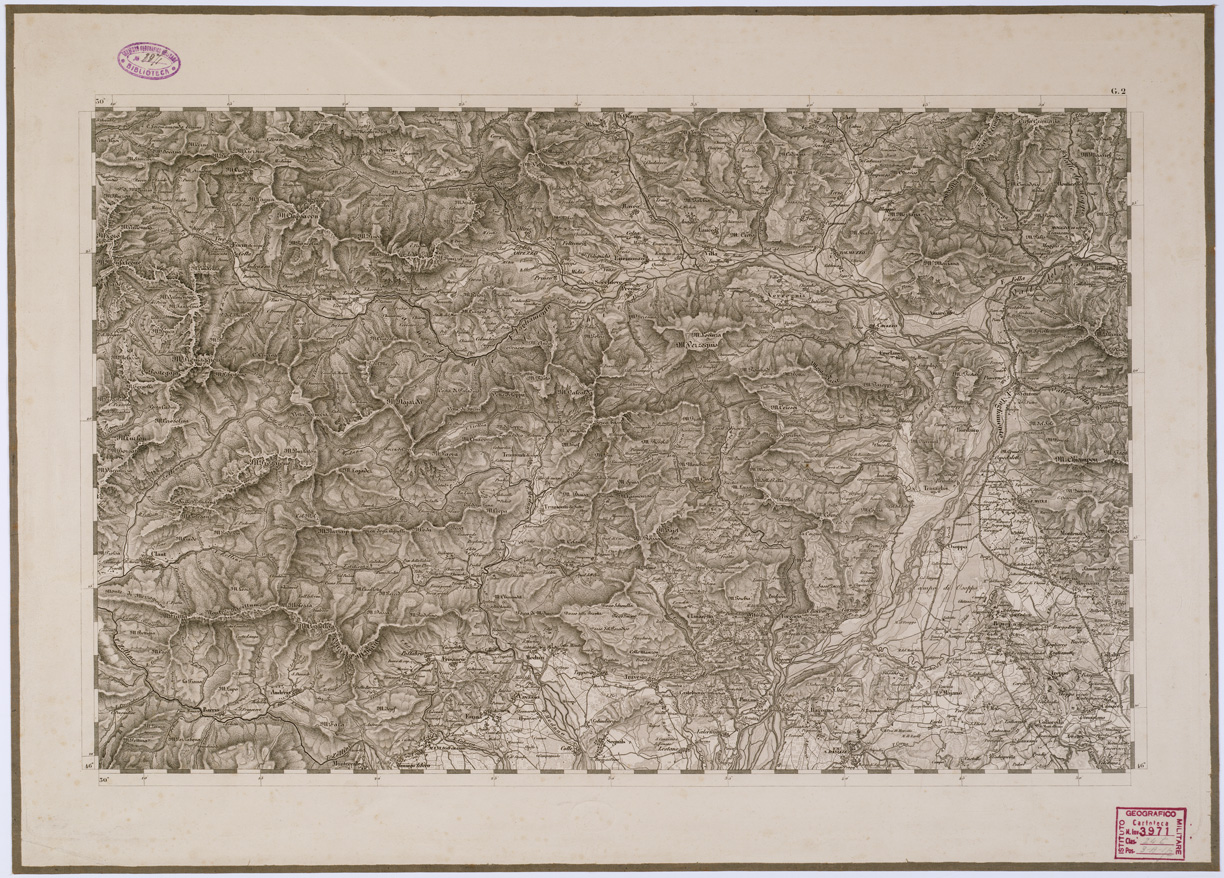 (N:6649) CARTA TOPOGRAFICA DEL REGNO LOMBARDO VENETO - Foglio G. 2 (B0000888) Carte e stampe antiche: riproduzione a colori su carta (formato A1)