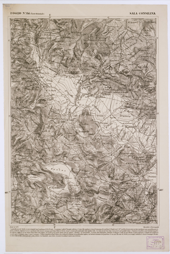 (N:2410) CARTA DELL' ITALIA MERIDIONALE EDITA DALL'ISTITUTO TOPOGRAFICO MILITARE ITALIANO - Foglio 84 parte orientale - Sala Consilina (B0001089) Carte e stampe antiche: riproduzione a colori su carta (formato A1)