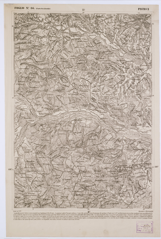(N:2413) CARTA DELL' ITALIA MERIDIONALE EDITA DALL'ISTITUTO TOPOGRAFICO MILITARE ITALIANO - Foglio 86 parte occidentale - Pisticci (B0001096) Carte e stampe antiche: riproduzione a colori su carta (formato A1)