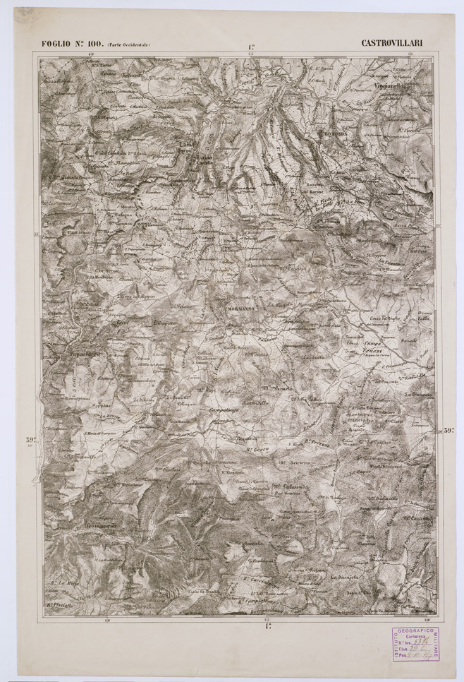 (N:2137) CARTA DELL' ITALIA MERIDIONALE EDITA DALL'ISTITUTO TOPOGRAFICO MILITARE ITALIANO - Foglio 100 parte occidentale - Castrovillari (B0001119) Carte e stampe antiche: riproduzione a colori su carta (formato A1)