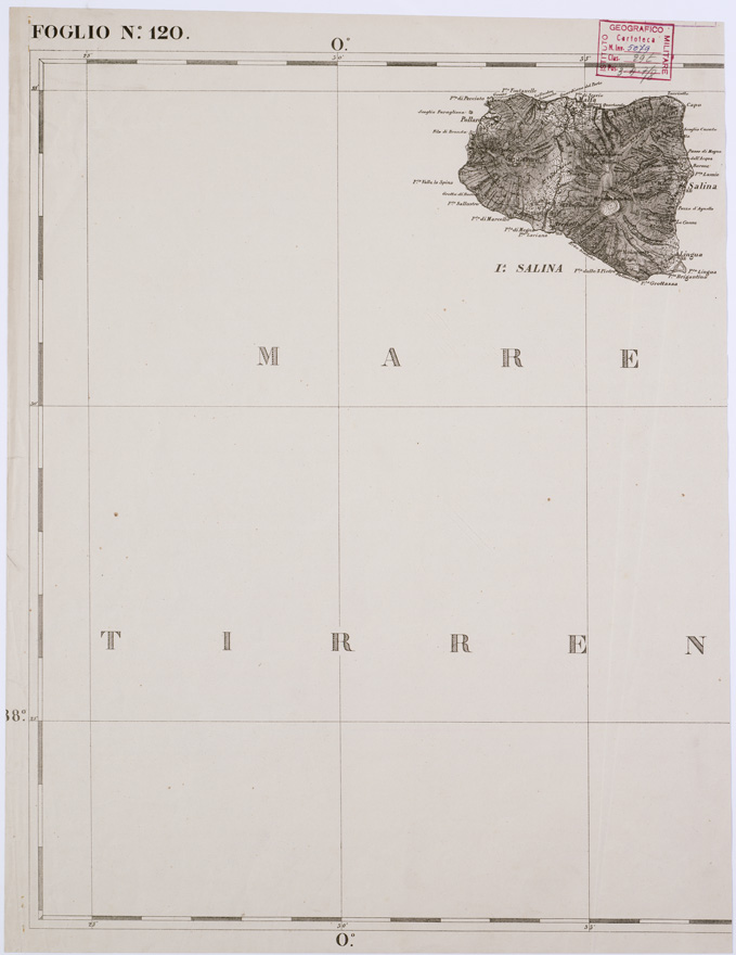 (N:2176) CARTA DELL' ITALIA MERIDIONALE - Foglio 120 - Lipari (B0001155) Carte e stampe antiche: riproduzione a colori su carta (formato A1)