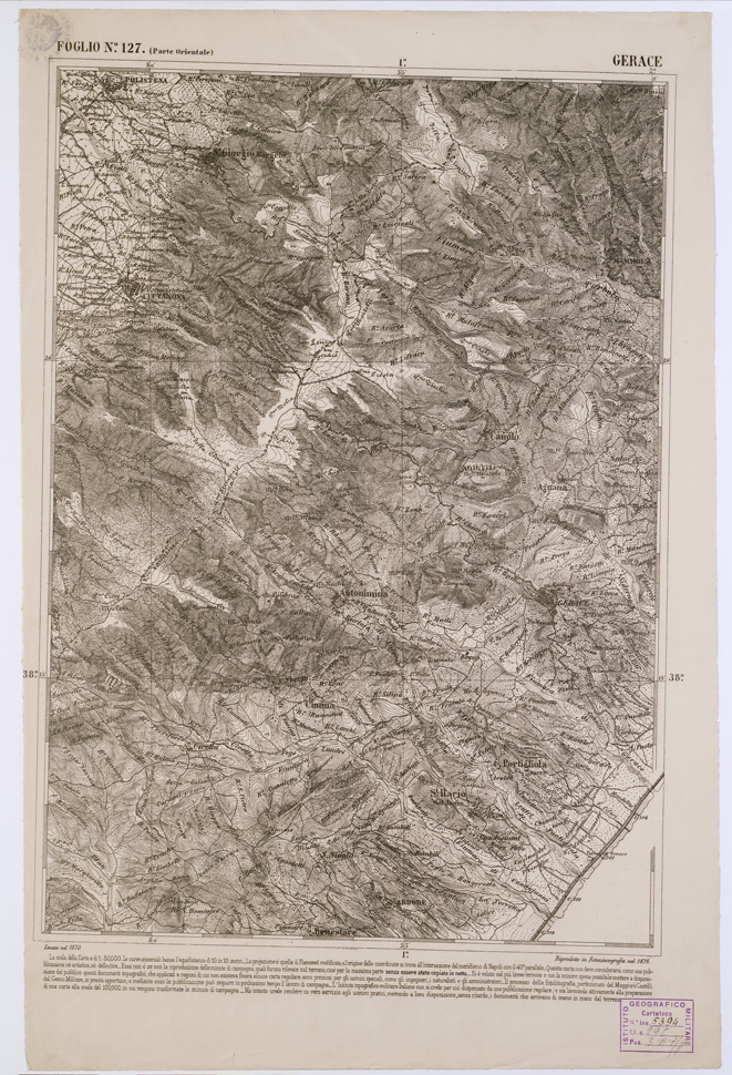 (N:2190) CARTA DELL' ITALIA MERIDIONALE EDITA DALL'ISTITUTO TOPOGRAFICO MILITARE ITALIANO - Foglio 127 parte orientale - Gerace (B0001166) Carte e stampe antiche: riproduzione a colori su carta (formato A1)