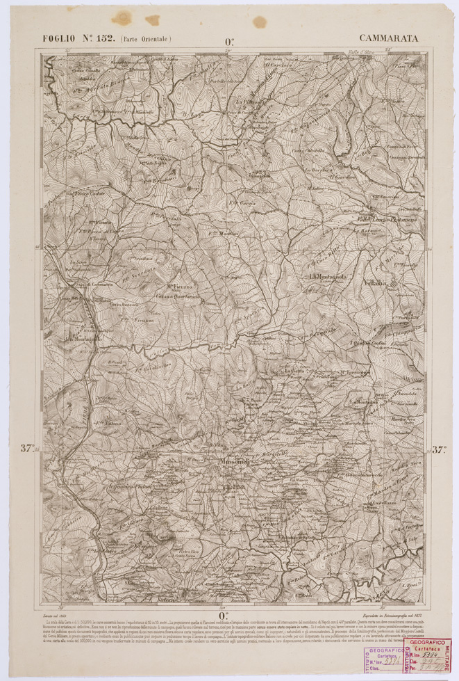 (N:2242) CARTA DELL' ITALIA MERIDIONALE EDITA DALL'ISTITUTO TOPOGRAFICO MILITARE ITALIANO - Foglio 152 parte orientale - Cammarata (B0001192) Carte e stampe antiche: riproduzione a colori su carta (formato A1)