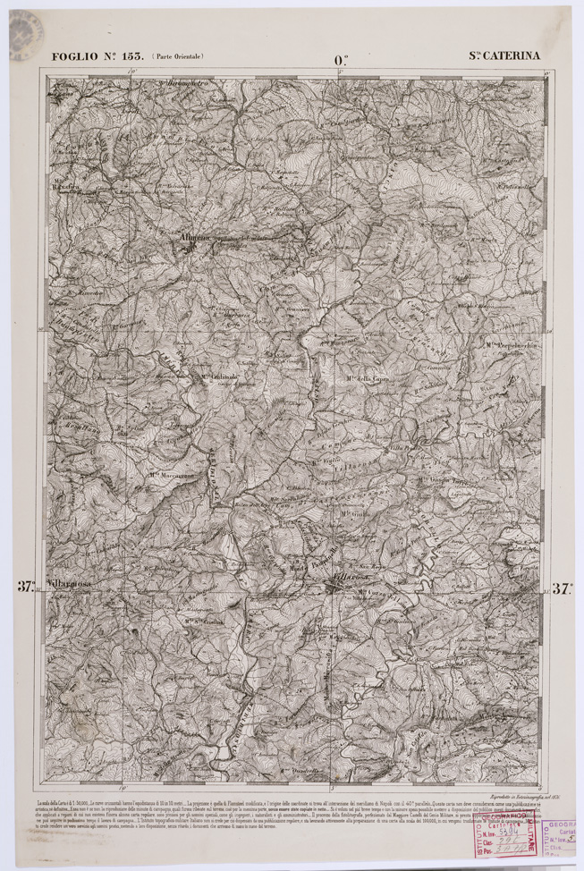 (N:2245) CARTA DELL' ITALIA MERIDIONALE EDITA DALL'ISTITUTO TOPOGRAFICO MILITARE ITALIANO - Foglio 153 parte orientale - S.ta Caterina (B0001194) Carte e stampe antiche: riproduzione a colori su carta (formato A1)