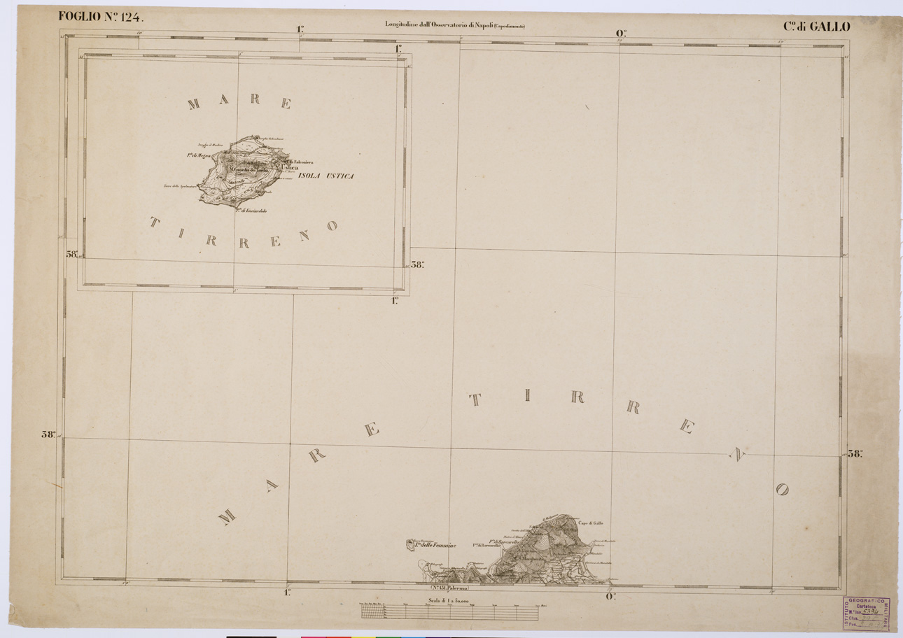 (N:2184) CARTA DELL' ITALIA MERIDIONALE EDITA DALL'ISTITUTO TOPOGRAFICO MILITARE ITALIANO - Foglio 124 - C.o di Gallo (B0001203) Carte e stampe antiche: riproduzione a colori su carta (formato A1)