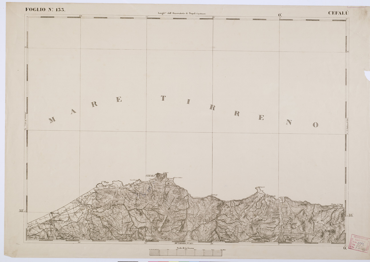 (N:2202) CARTA DELL' ITALIA MERIDIONALE EDITA DALL'ISTITUTO TOPOGRAFICO MILITARE ITALIANO - Foglio 133 - Cefal (B0001210) Carte e stampe antiche: riproduzione a colori su carta (formato A1)