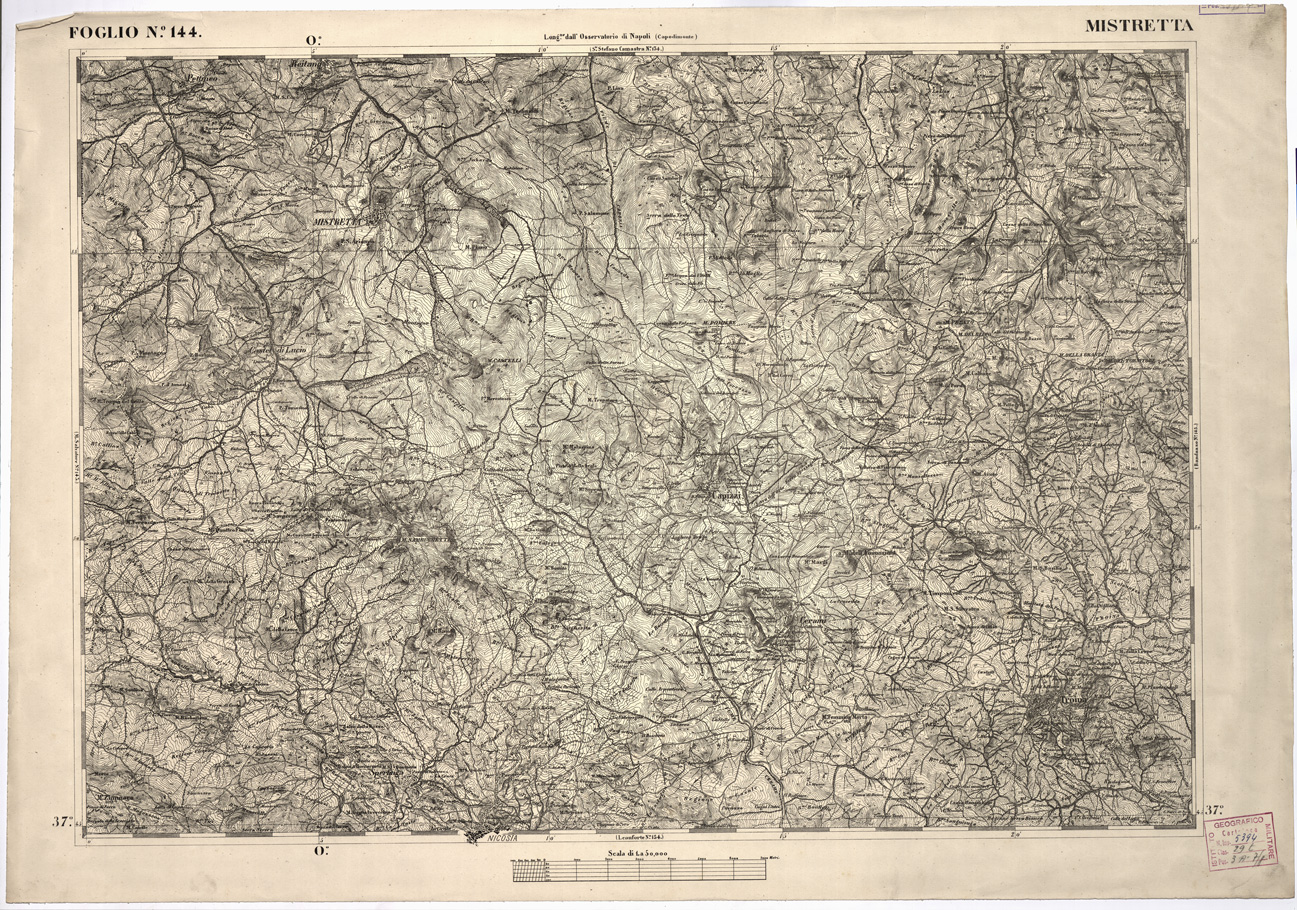 (N:2226) CARTA DELL' ITALIA MERIDIONALE EDITA DALL'ISTITUTO TOPOGRAFICO MILITARE ITALIANO - Foglio 144 - Mistretta (B0001220) Carte e stampe antiche: riproduzione a colori su carta (formato A1)