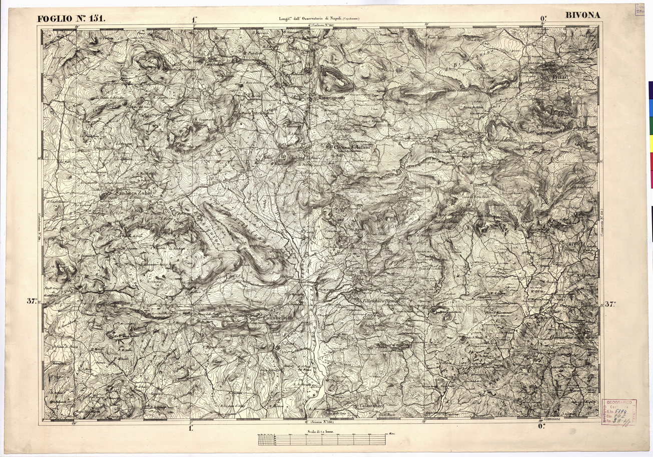 (N:2237) CARTA DELL' ITALIA MERIDIONALE EDITA DALL'ISTITUTO TOPOGRAFICO MILITARE ITALIANO - Foglio 151 - Bivona (B0001224) Carte e stampe antiche: riproduzione a colori su carta (formato A1)