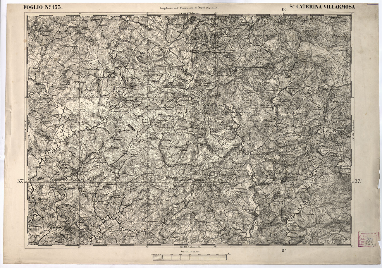 (N:2243) CARTA DELL' ITALIA MERIDIONALE EDITA DALL'ISTITUTO TOPOGRAFICO MILITARE ITALIANO - Foglio 153 - S.a Caterina Villarmosa (B0001226) Carte e stampe antiche: riproduzione a colori su carta (formato A1)