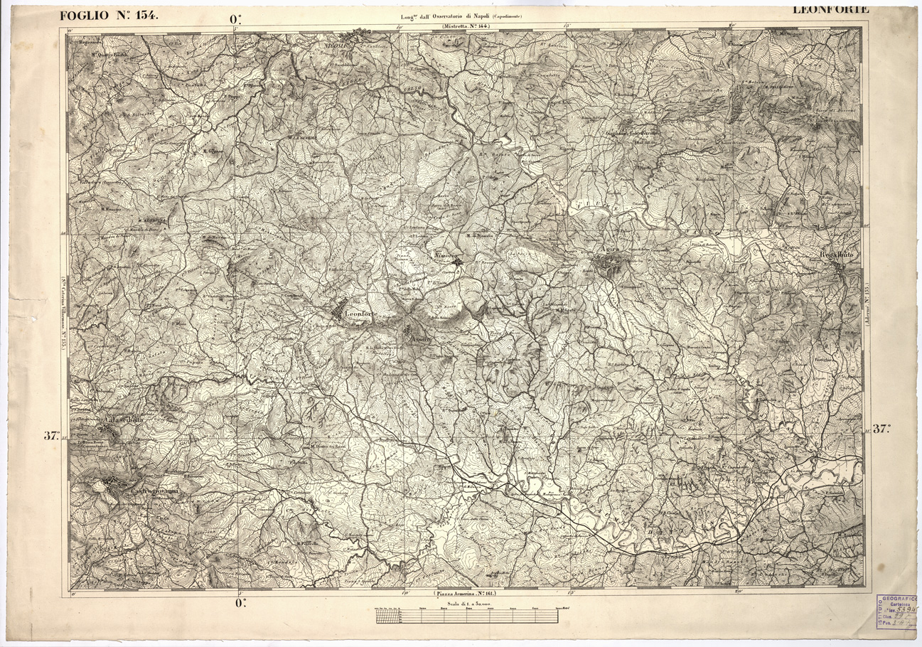 (N:2246) CARTA DELL' ITALIA MERIDIONALE EDITA DALL'ISTITUTO TOPOGRAFICO MILITARE ITALIANO - Foglio 154 - Leonforte (B0001227) Carte e stampe antiche: riproduzione a colori su carta (formato A1)