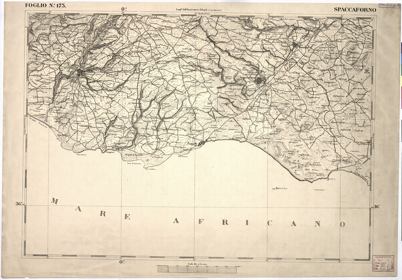 (N:2271) CARTA DELL' ITALIA MERIDIONALE - Foglio 173 - Spaccaforno (B0001242) Carte e stampe antiche: riproduzione a colori su carta (formato A1)