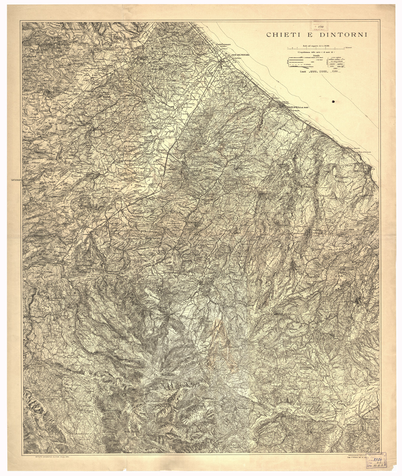 (N:8721) CHIETI E DINTORNI (B0001250) Carte e stampe antiche: riproduzione a colori su carta (formato A1)