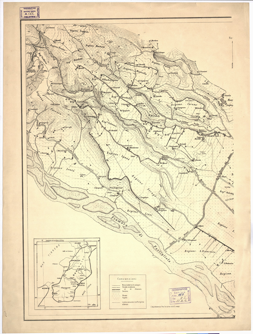 (N:14017) PIANTA TOPOGRAFICA DI LOKROI EPIZEPHYRIOI - Foglio 1 (B0001362) Carte e stampe antiche: riproduzione a colori su carta (formato A1)