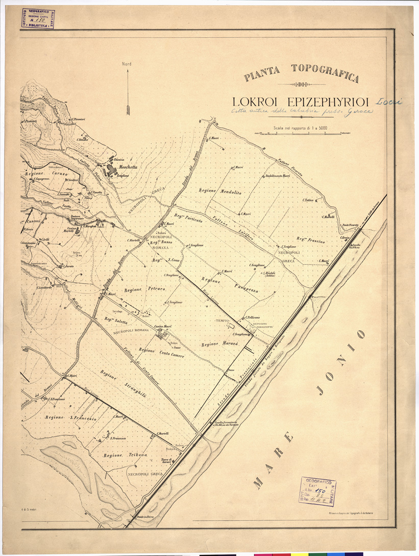 (N:14018) PIANTA TOPOGRAFICA DI LOKROI EPIZEPHYRIOI - Foglio 2 (B0001363) Carte e stampe antiche: riproduzione a colori su carta (formato A1)