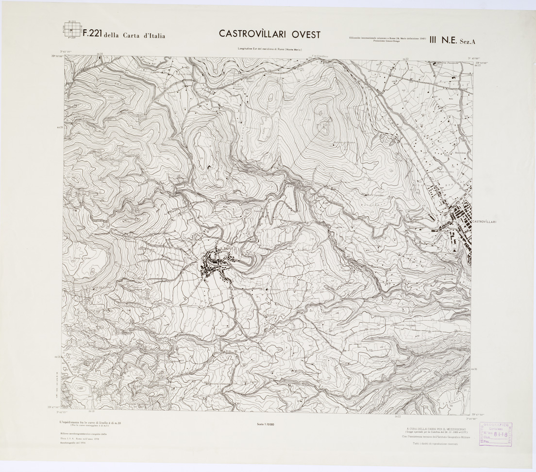 (N:7058) CARTA TOPOGRAFICA DELLA CALABRIA - Foglio 221 III N.E. SEZ.A - Castrovillari Ovest (B0001381) Carte e stampe antiche: riproduzione a colori su carta (formato A1)