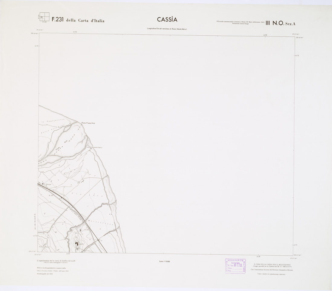 (N:7052) CARTA TOPOGRAFICA DELLA CALABRIA - Foglio 231 III N.O. SEZ.A - Cassia (B0001397) Carte e stampe antiche: riproduzione a colori su carta (formato A1)