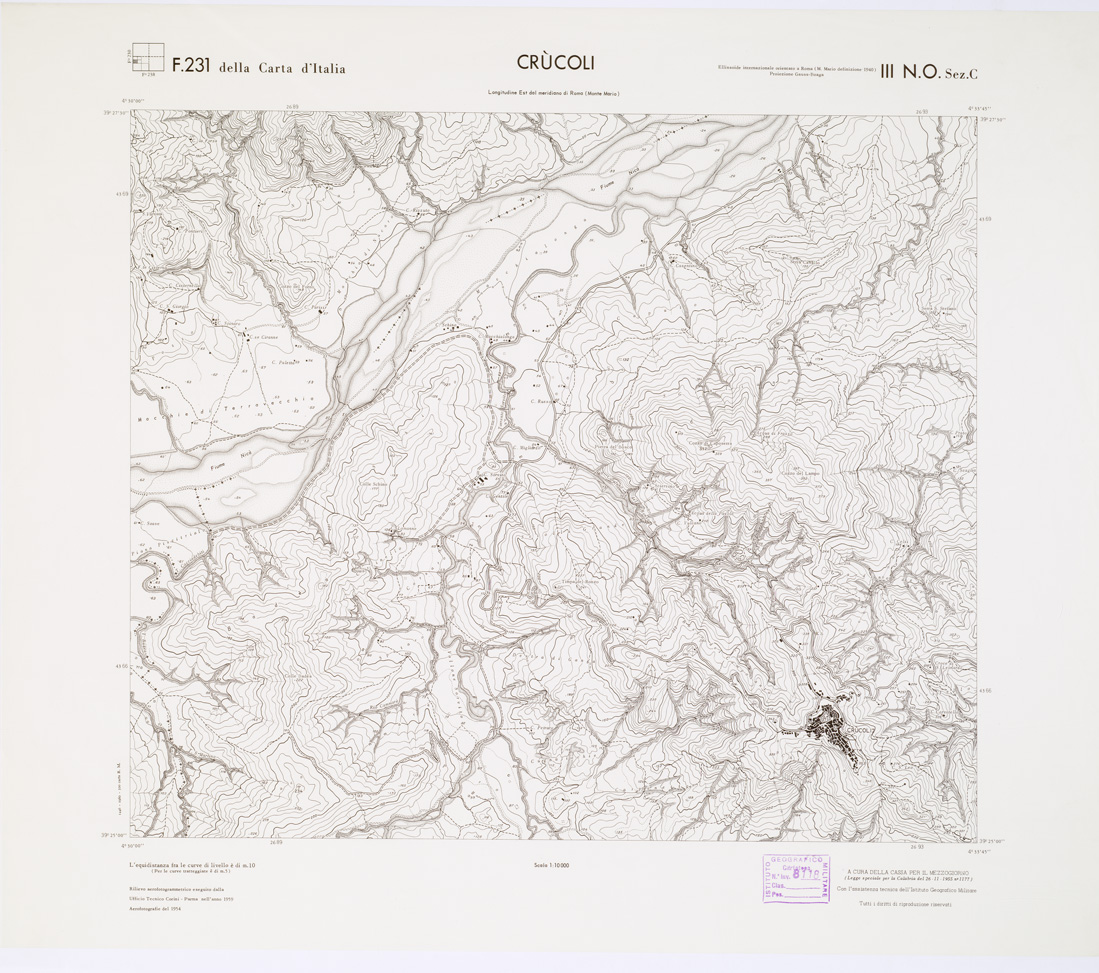 (N:7097) CARTA TOPOGRAFICA DELLA CALABRIA - Foglio 231 III N.O. SEZ.C - Crucoli (B0001399) Carte e stampe antiche: riproduzione a colori su carta (formato A1)
