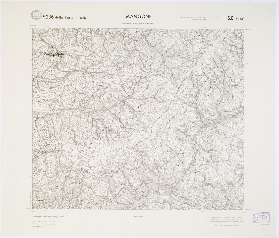 (N:7172) CARTA TOPOGRAFICA DELLA CALABRIA - Foglio 236 I S.E. SEZ.C - Mangone (B0001402) Carte e stampe antiche: riproduzione a colori su carta (formato A1)