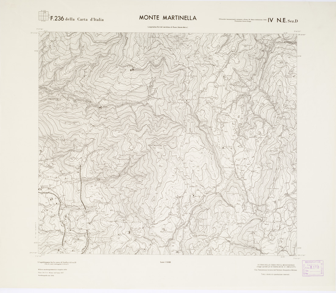 (N:7209) CARTA TOPOGRAFICA DELLA CALABRIA - Foglio 236 IV N.E. SEZ.D - Monte Martinella (B0001422) Carte e stampe antiche: riproduzione a colori su carta (formato A1)