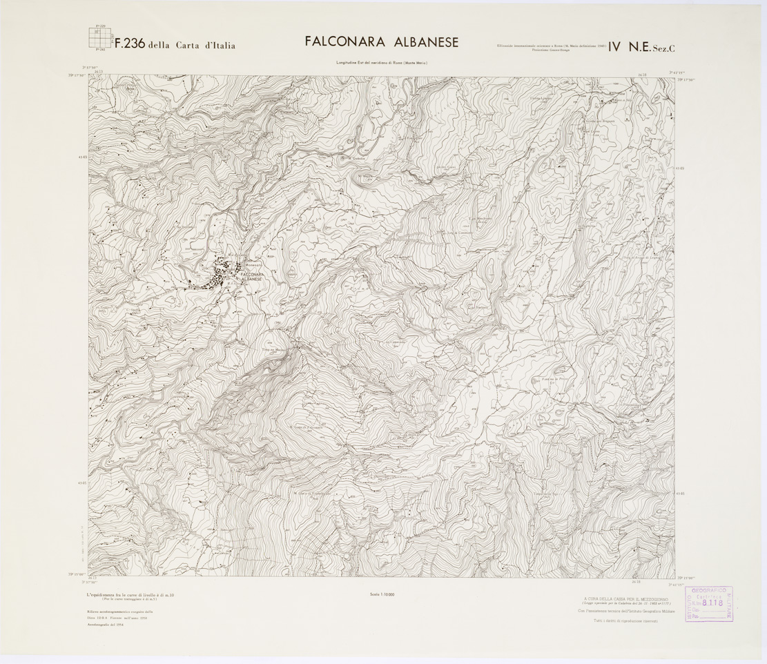 (N:7108) CARTA TOPOGRAFICA DELLA CALABRIA - Foglio 236 IV N.E. SEZ.C - Falconara Albanese (B0001424) Carte e stampe antiche: riproduzione a colori su carta (formato A1)