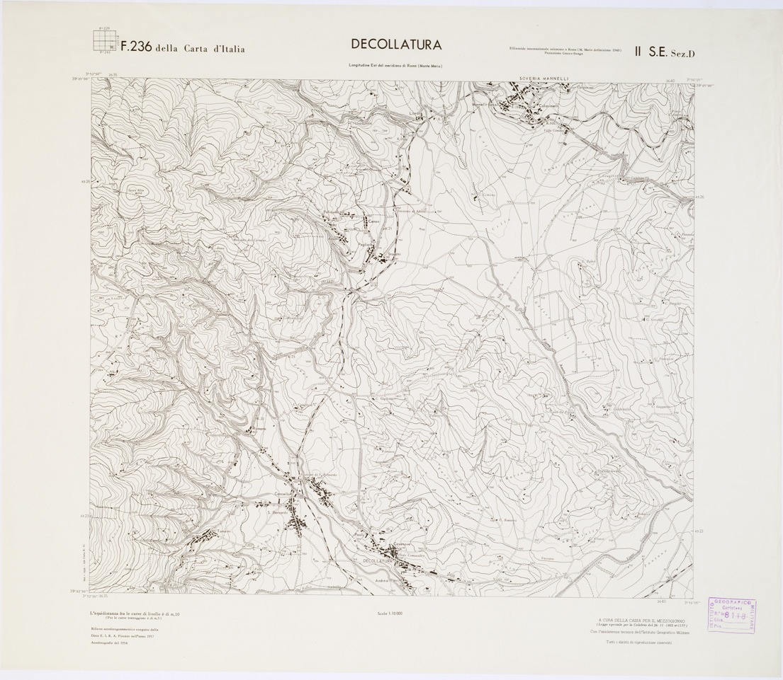 (N:7102) CARTA TOPOGRAFICA DELLA CALABRIA - Foglio 236 II S.E. SEZ.D - Decollatura (B0001432) Carte e stampe antiche: riproduzione a colori su carta (formato A1)