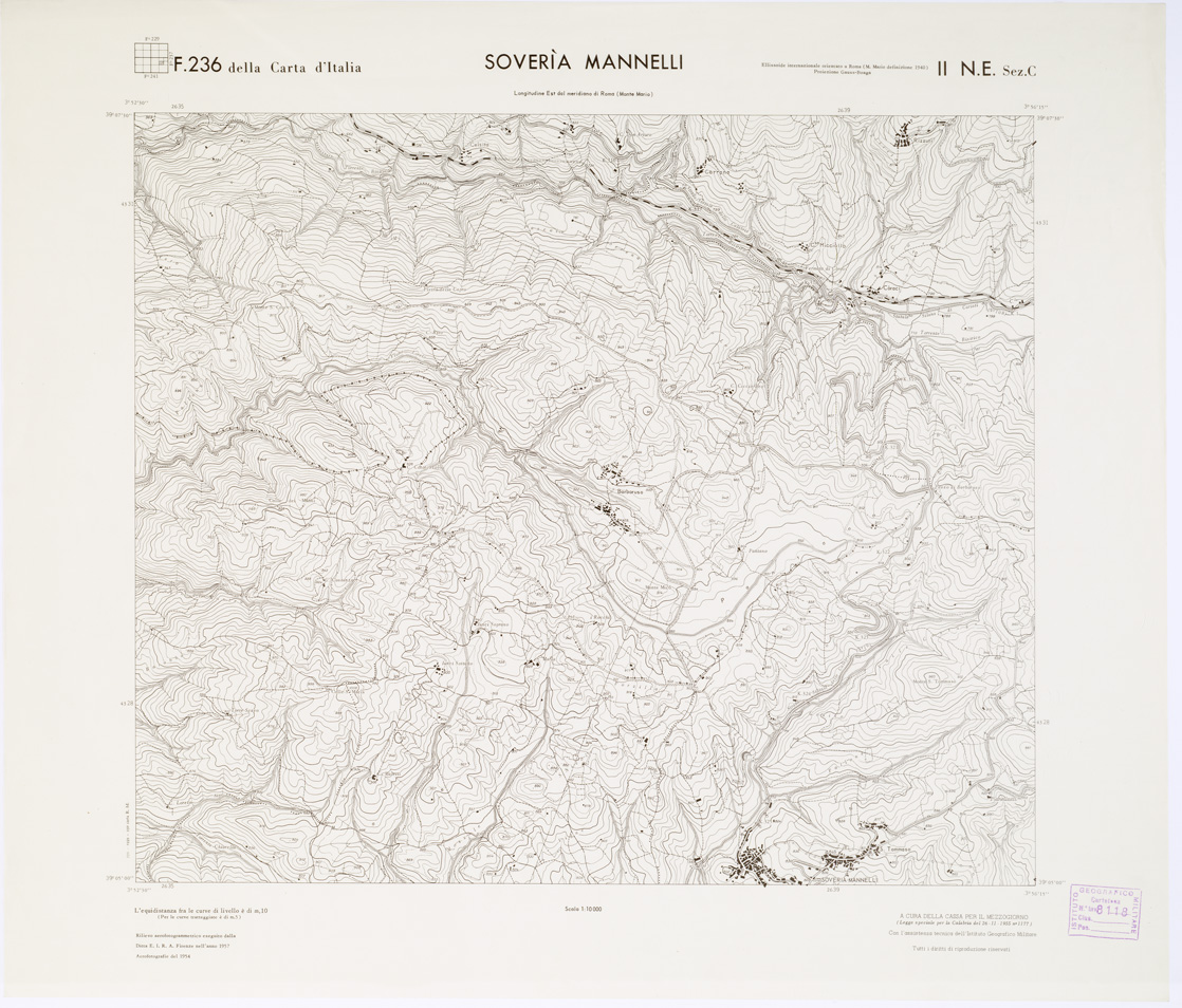(N:7361) CARTA TOPOGRAFICA DELLA CALABRIA - Foglio 236 II N.E. SEZ.C - Soveria Mannelli (B0001438) Carte e stampe antiche: riproduzione a colori su carta (formato A1)