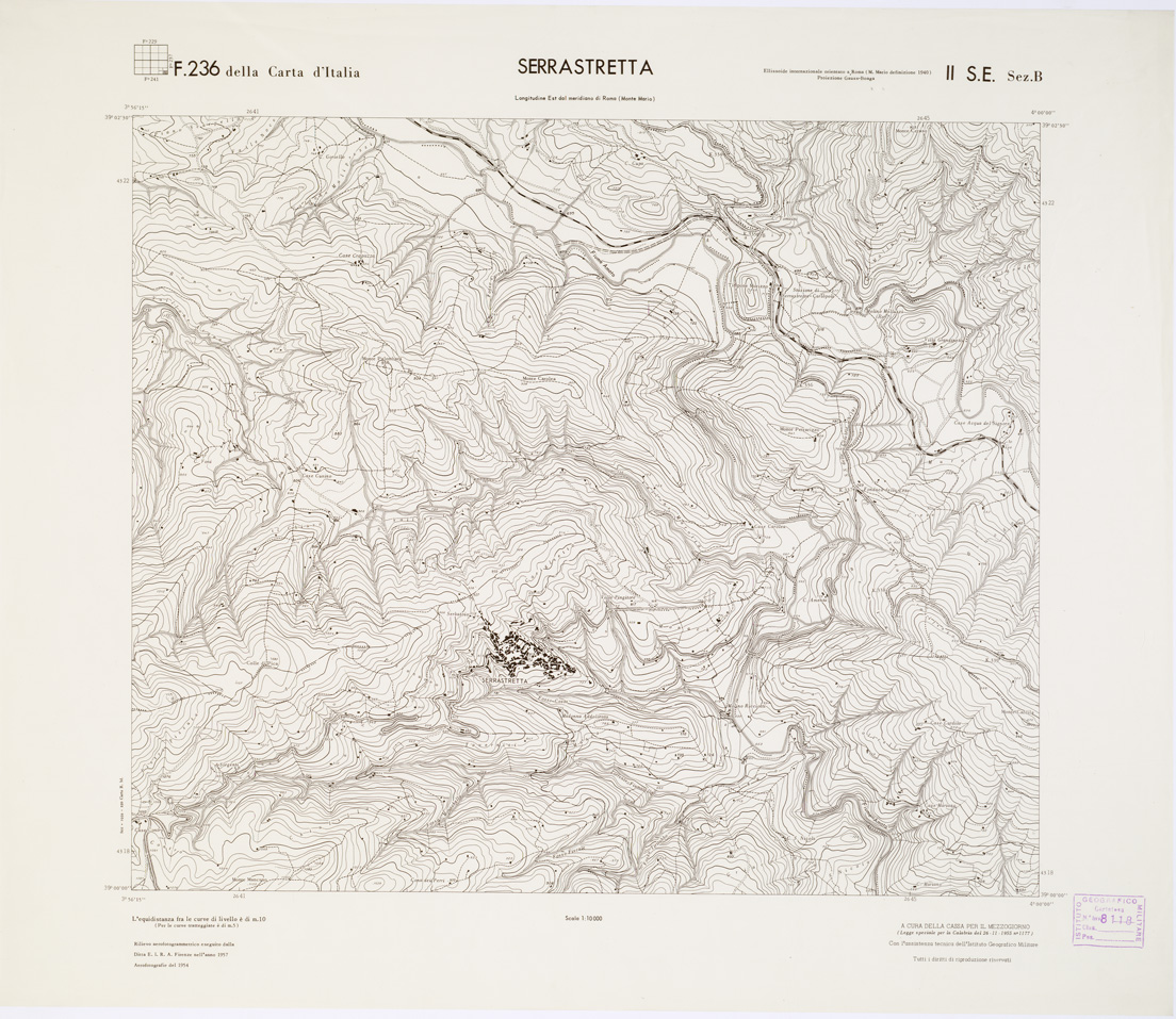 (N:7350) CARTA TOPOGRAFICA DELLA CALABRIA - Foglio 236 II S.E. SEZ.B - Serrastretta (B0001440) Carte e stampe antiche: riproduzione a colori su carta (formato A1)