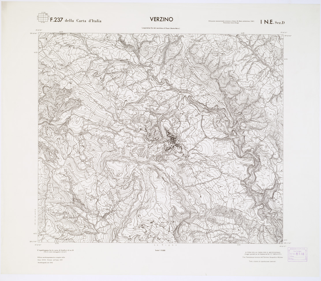 (N:7399) CARTA TOPOGRAFICA DELLA CALABRIA - Foglio 237 I N.E. SEZ.D - Verzino (B0001455) Carte e stampe antiche: riproduzione a colori su carta (formato A1)