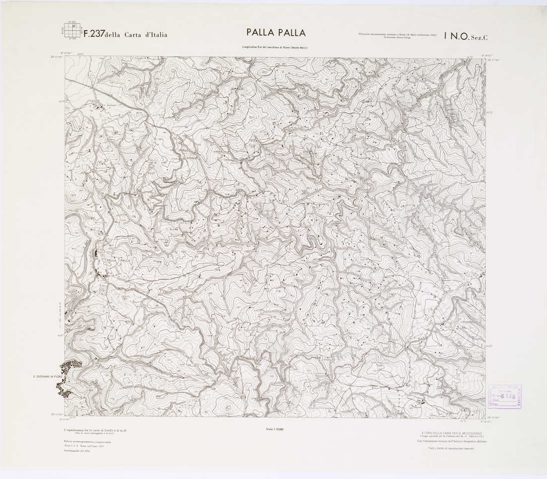 (N:7235) CARTA TOPOGRAFICA DELLA CALABRIA - Foglio 237 I N.O. SEZ.C - Palla Palla (B0001459) Carte e stampe antiche: riproduzione a colori su carta (formato A1)