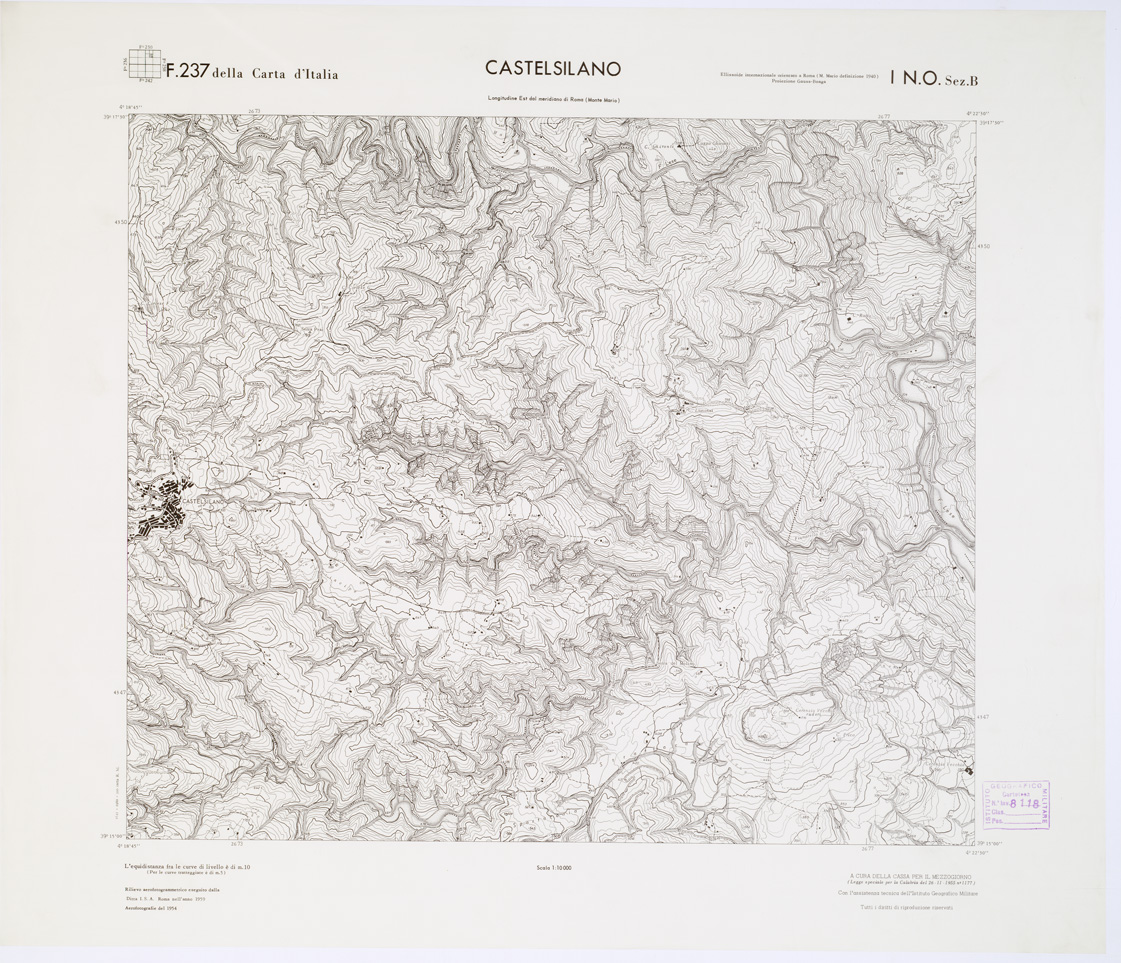 (N:7055) CARTA TOPOGRAFICA DELLA CALABRIA - Foglio 237 I N.O. SEZ.B - Castelsilano (B0001460) Carte e stampe antiche: riproduzione a colori su carta (formato A1)