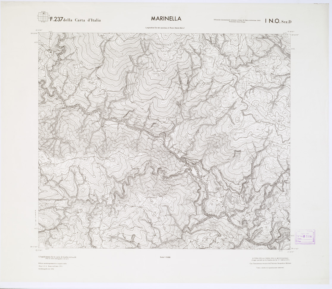 (N:7178) CARTA TOPOGRAFICA DELLA CALABRIA - Foglio 237 I N.O. SEZ.D - Marinella (B0001466) Carte e stampe antiche: riproduzione a colori su carta (formato A1)