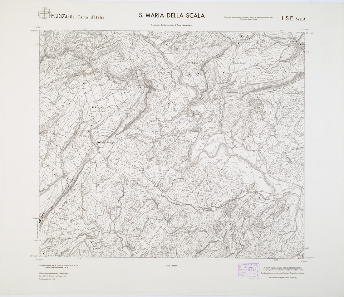 (N:7315) CARTA TOPOGRAFICA DELLA CALABRIA - Foglio 237 I S.E. SEZ.A - S. Maria della Scala (B0001467) Carte e stampe antiche: riproduzione a colori su carta (formato A1)