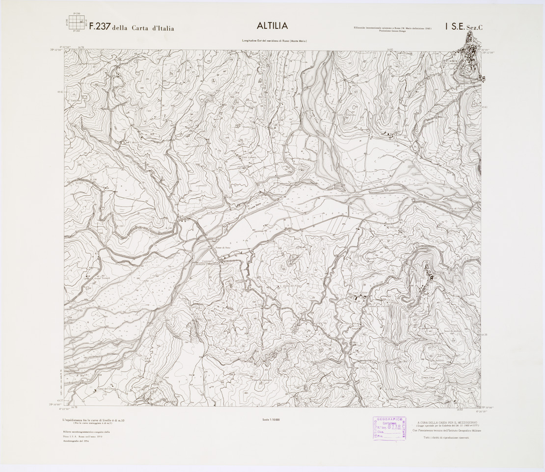 (N:6988) CARTA TOPOGRAFICA DELLA CALABRIA - Foglio 237 I S.E. SEZ.C - Altilia (B0001469) Carte e stampe antiche: riproduzione a colori su carta (formato A1)