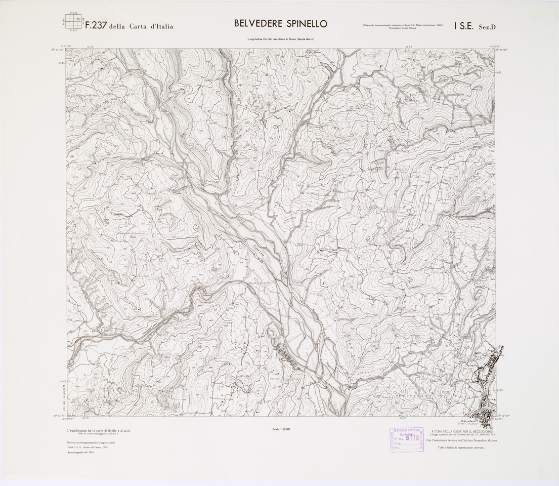 (N:7004) CARTA TOPOGRAFICA DELLA CALABRIA - Foglio 237 I S.E. SEZ.D - Belvedere Spinello (B0001470) Carte e stampe antiche: riproduzione a colori su carta (formato A1)
