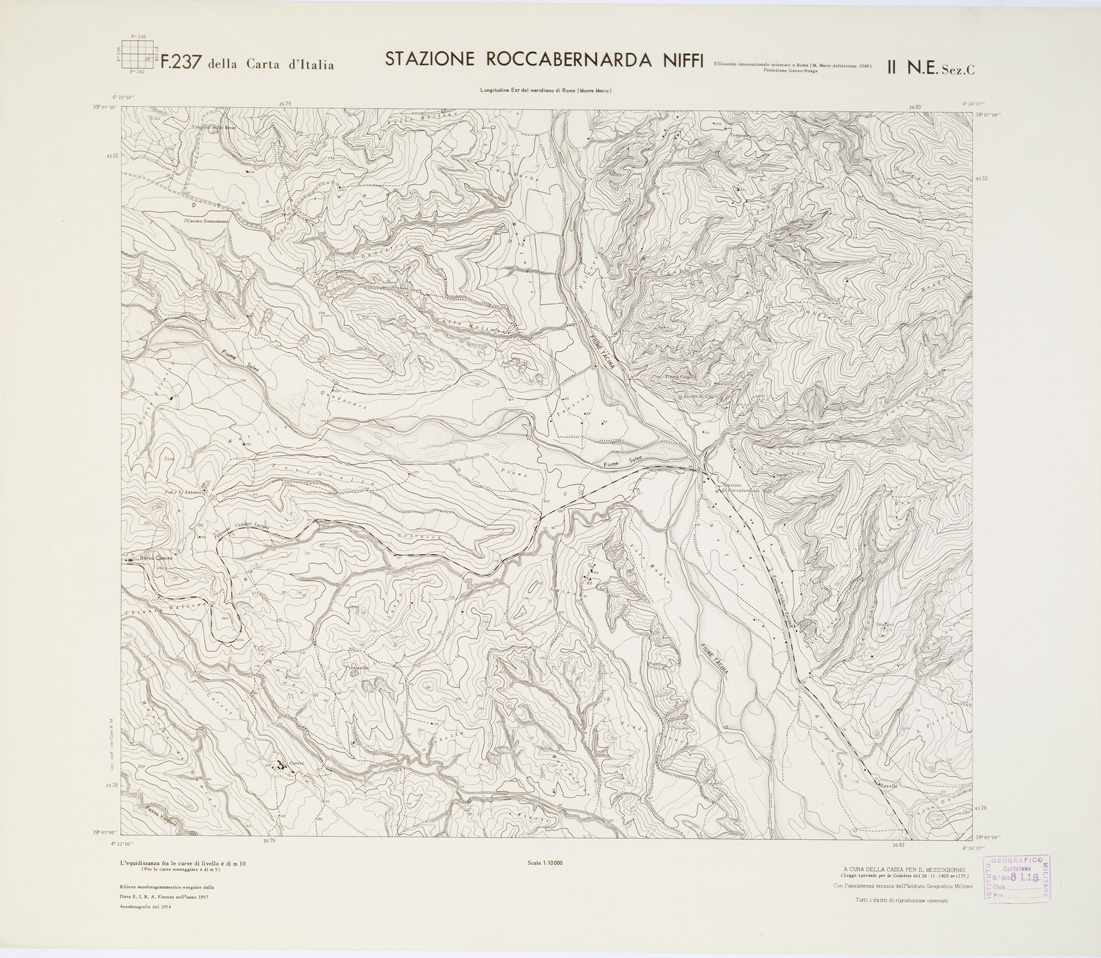 (N:7371) CARTA TOPOGRAFICA DELLA CALABRIA - Foglio 237 II N.E. SEZ.C - Stazione Roccabernarda Niffi (B0001477) Carte e stampe antiche: riproduzione a colori su carta (formato A1)