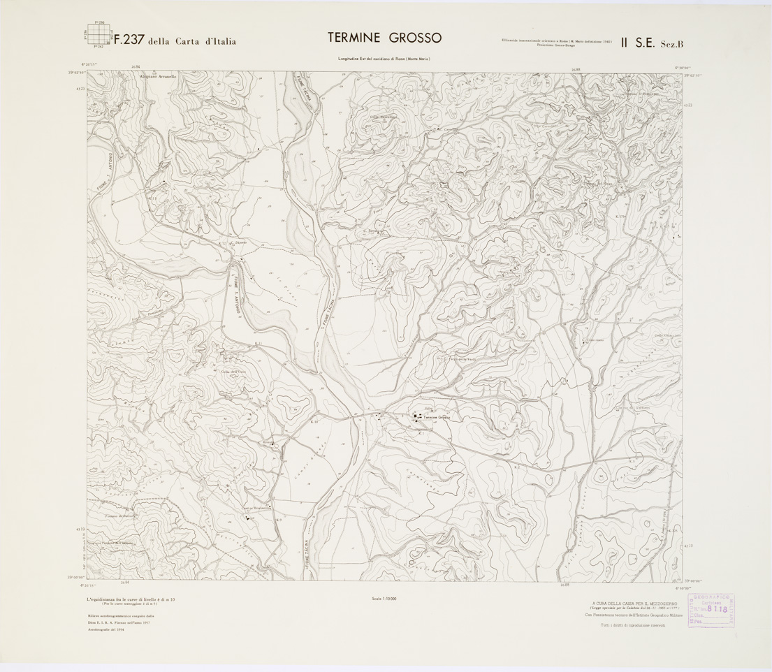 (N:7380) CARTA TOPOGRAFICA DELLA CALABRIA - Foglio 237 II S.E. SEZ.B - Termine Grosso (B0001480) Carte e stampe antiche: riproduzione a colori su carta (formato A1)